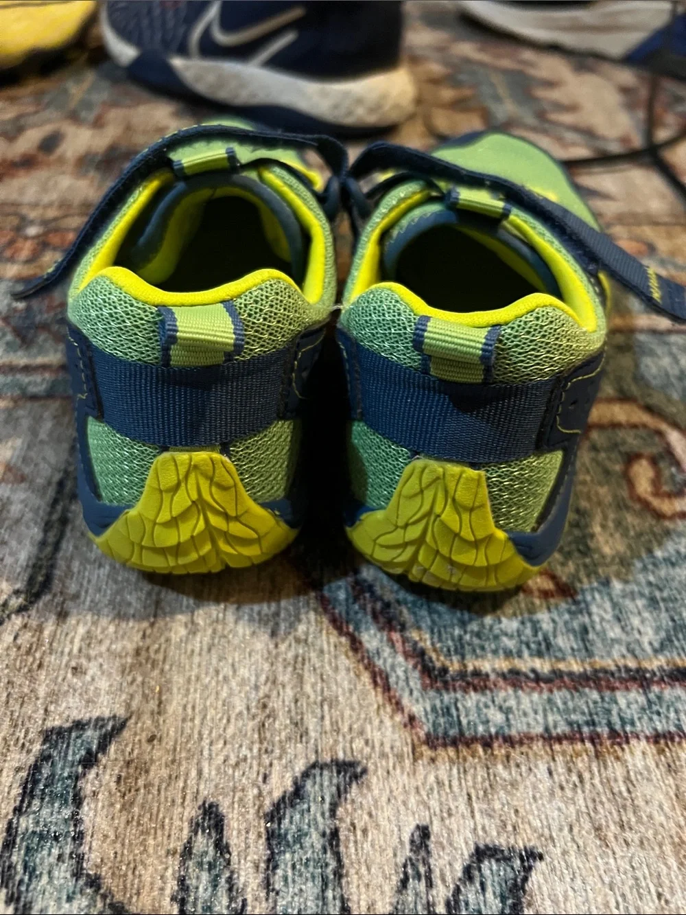 Merrell Kids Navy and Lime Green Water Shoes with Hook-and-Loop Strap